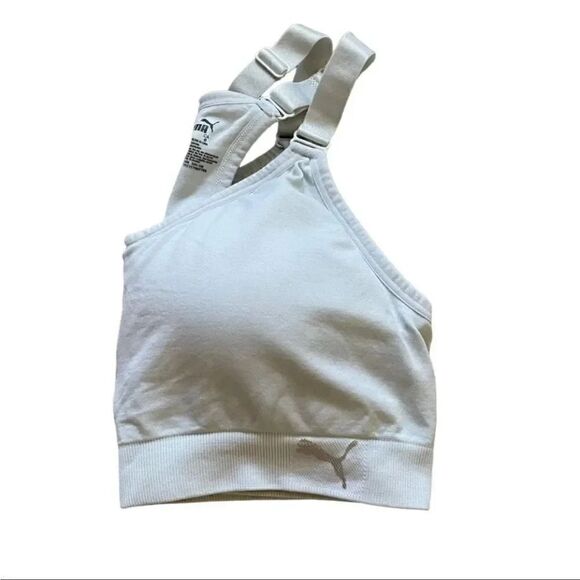 Puma Sports Bra White Wireless Race Back Pullover Size L - Picture 4 of 8